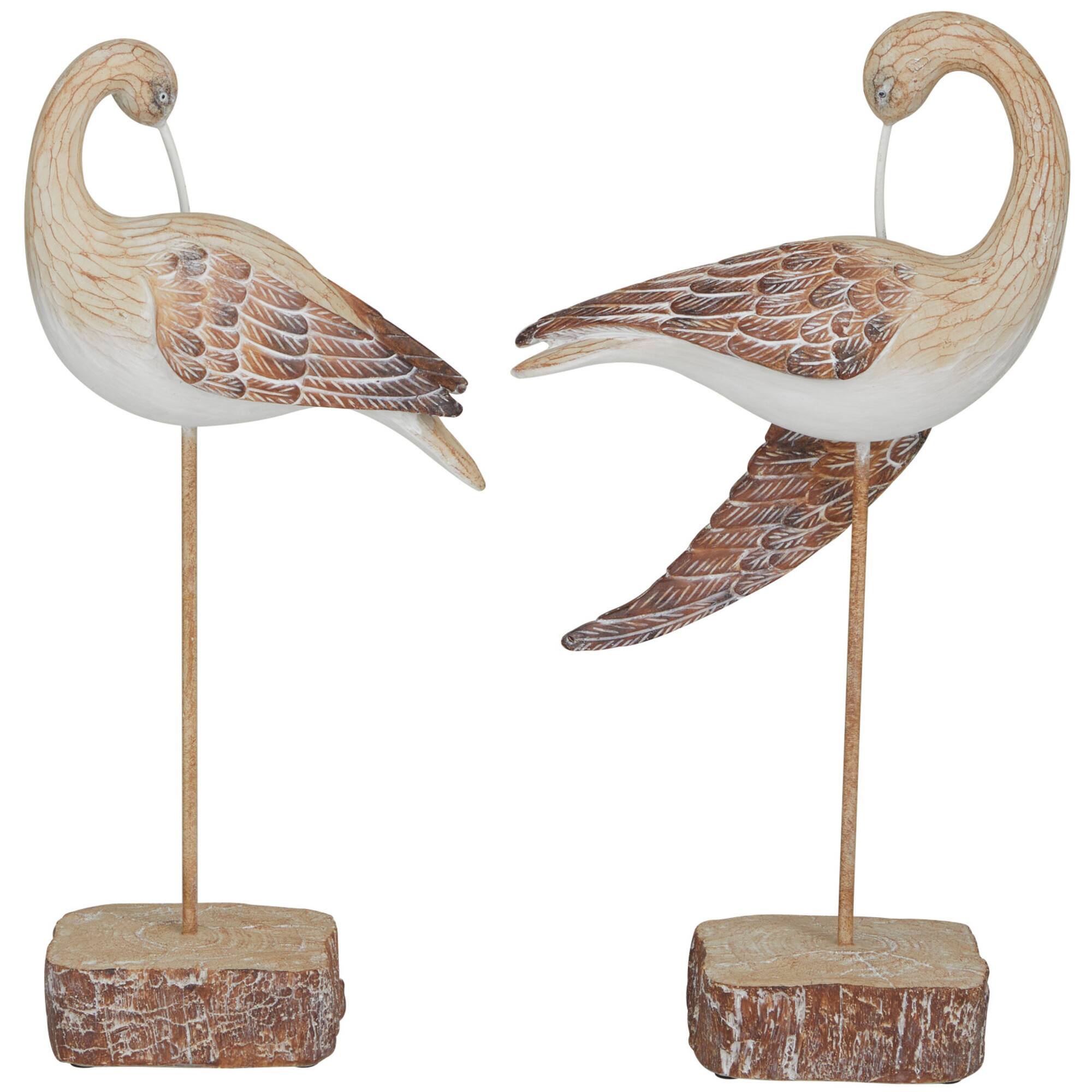 Brown Standing Bird Sculpture Set